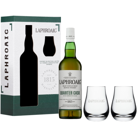 Whisky - Laphroaig Quarter Cask + 2 Gläser - Mit Etui Whisky - Laphroaig Quarter Cask + 2 Gläser - Mit Etui