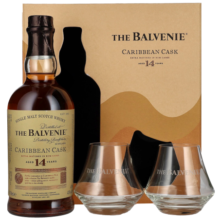 Whisky - Balvenie Caribbean cask 14 Jahre - Mit Etui + 2 Gläser Whisky - Balvenie Caribbean cask 14 Jahre - Mit Etui + 2 Gläser
