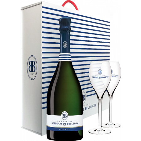 Champagner Besserat de Bellefon - Bleu Brut - en Geschenkset 2 Gläser Champagner Besserat de Bellefon - Bleu Brut - en Geschenkset 2 Gläser