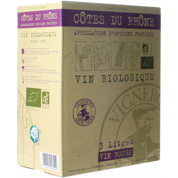 BIB 3L - Côtes du Rhône Bio - Vignerons Ardéchois - Côtes du Rhône - Rotwein - 3L