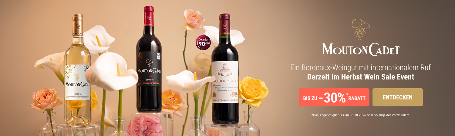 MOUTON CADET Ein Bordeaux-Weingut mit internationalem Ruf Derzeit im Herbst Wein Sale Event Bis zu 